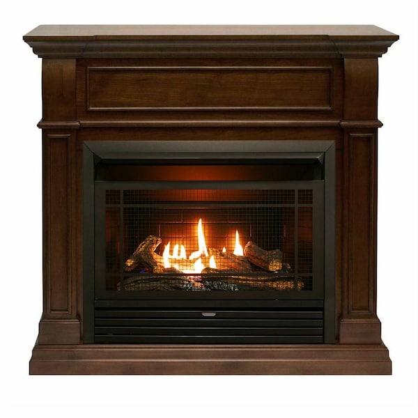 Duluth Forge Dual Fuel Ventless Gas Fireplace With Mantel - 26,000 Btu, Remote DFS-300R-4W - main
